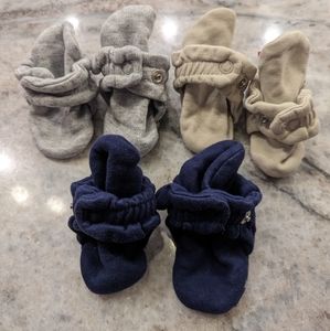 Zutano sock booties 3 pair navy beige grey 3 month